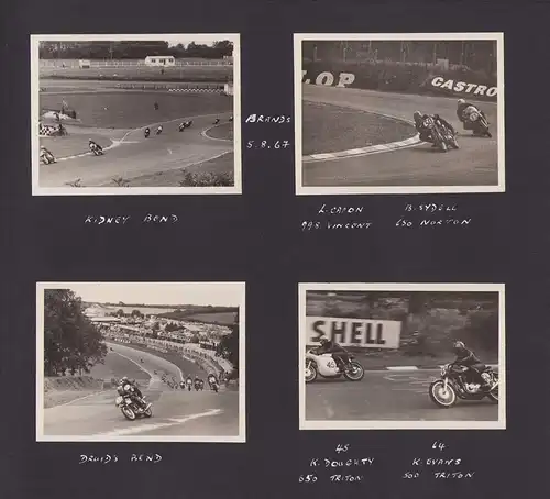 Fotoalbum 93 Fotografien Auto - & Motorradrenen Brands Hatch - Crystal Palace, 1966-69 Porsche, Norton, Triumph, Ferrari