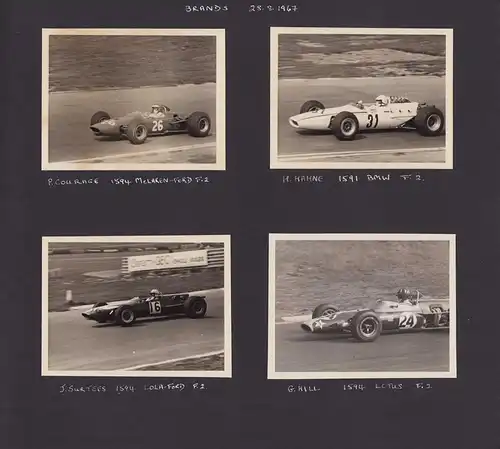 Fotoalbum 93 Fotografien Auto - & Motorradrenen Brands Hatch - Crystal Palace, 1966-69 Porsche, Norton, Triumph, Ferrari