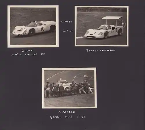 Fotoalbum 93 Fotografien Auto - & Motorradrenen Brands Hatch - Crystal Palace, 1966-69 Porsche, Norton, Triumph, Ferrari