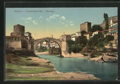 AK Mostar, Narentabrücke - Römerbrücke