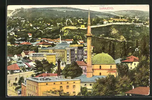 AK Sarajewo, Stadtansicht mit Moschee