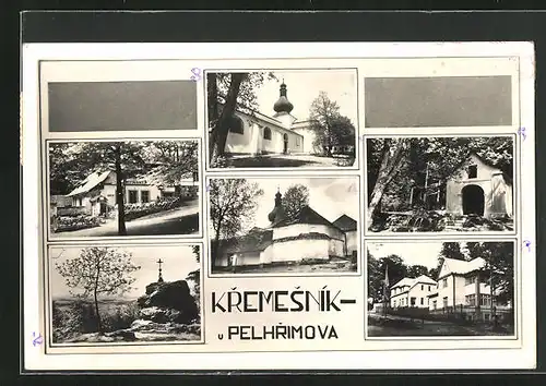 AK Kremeschnik b. Pilgrams, Gasthaus /Restaurace, Skalka, Chrám