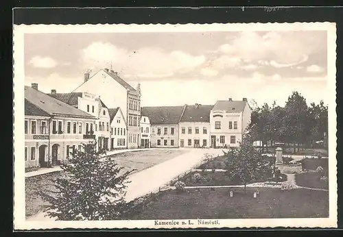 AK Kamenice n. L., Námesti, Gebäude am Hauptplatz