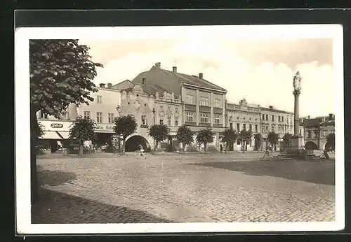 AK Lipnik nad Becvou, Namesti, Denkmal auf dem Marktplatz