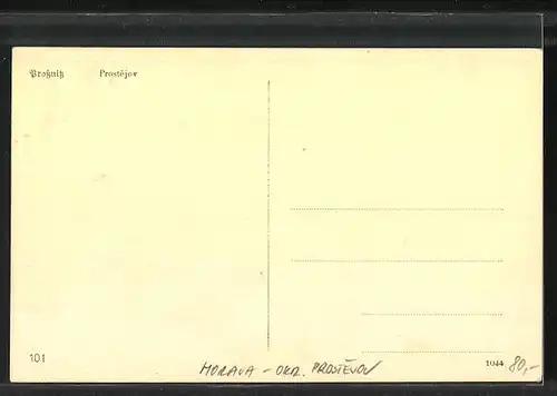 AK Prostejov, Strassenpartie mit Gebäudeansicht