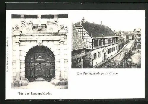 AK Goslar, Gebäude der Freimaurerloge, Prächtige Tür des Logengebäudes