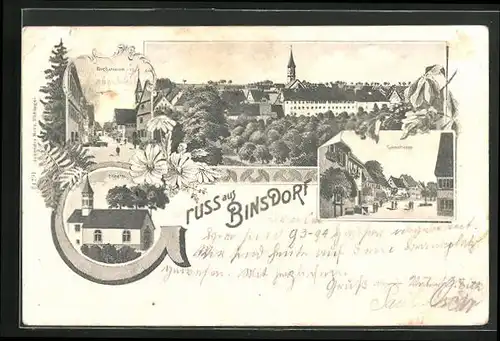 AK Binsdorf, Loretto, Kirchstrasse, Turmstrasse