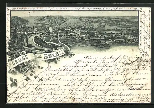 Lithographie Sulz a. N., Teilansicht