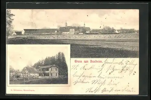 AK Buxheim, Gasthof, Panorama mit Kirchtürmen