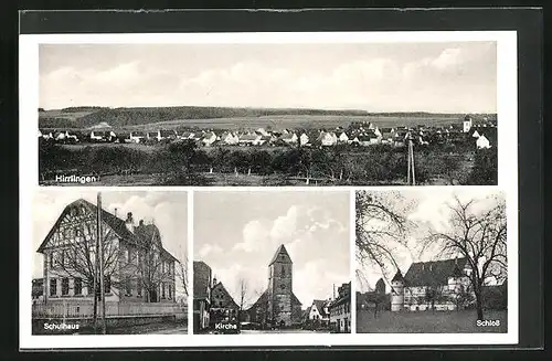 AK Hirrlingen, Schulhaus, Kirche, Schloss, Panorama