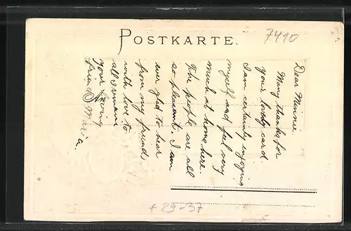Passepartout-Lithographie Reutlingen, Wilhelmstrasse, Wappen, Löwe