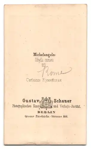 Fotografie Gustav Schauer, Berlin, Grosse Friedrichstrasse 188, Gemälde: Sibylla cumaea nach Michelangelo