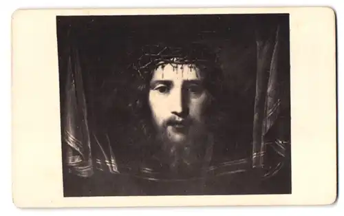 Fotografie unbekannter Fotograf und Ort, Das Antlitz des Heilandes auf dem Schweistuch der heiligen Veronica, Jesus