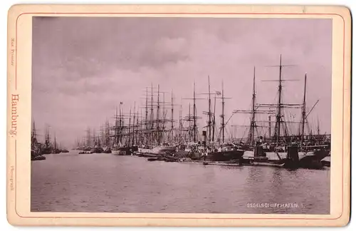 Fotografie Max Priester, Hamburg, Ansicht Hamburg, Partie am Segelschiffhafen I. mit ankernden Schiffen