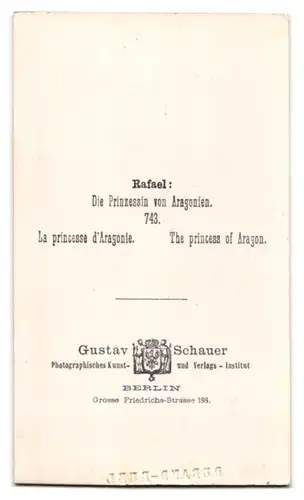 Fotografie Gustav Schauer, Berlin, Grosse Friedrichstr. 188, Portrait Katharina von Aragon, Frau Heinrich VIII