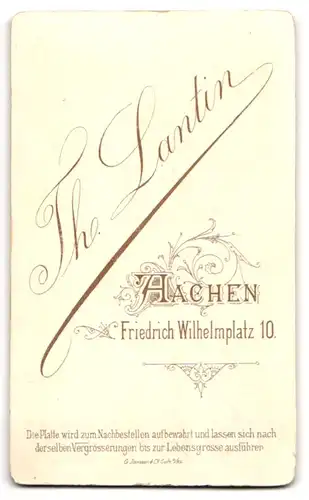 Fotografie Th. Lantin, Aachen, Friedrich Wilhelmplatz 10, Portrait eleganter Herr mit Moustache