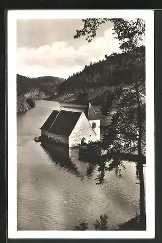 AK Bitov, Zatopeny Stary, Stausee mit Kirche