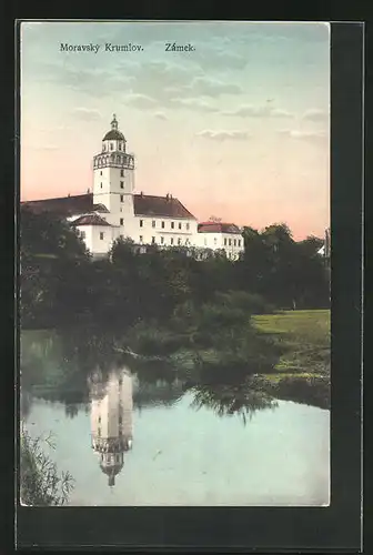 AK Moravsky Krumlov, Zámek, Abendstimmung am Schloss