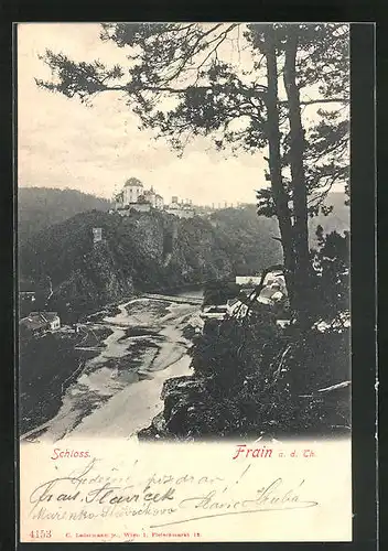 AK Frain a. d. Th., Panorama mit Schloss und Fluss