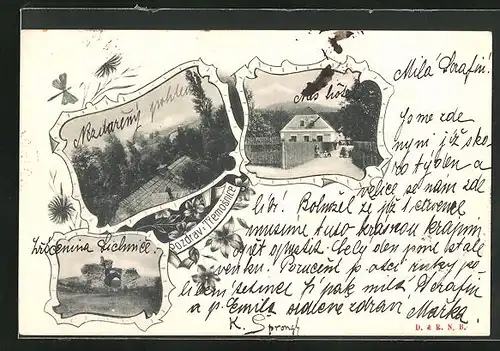 AK Tremosnice, Hotel, Ruine, Ortspartie