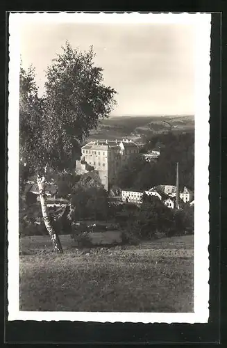 AK Velké Mezirici, Zámek, Teilansicht mit Schloss aus der Vogelschau