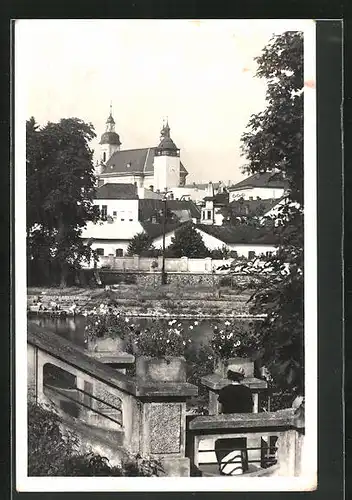 AK Mähr. Weisskirchen, Blick über den Fluss zur Kirche