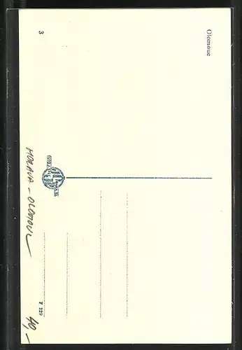 AK Olmütz / Olomouc, Strassenpartie mit Blick zur Kirche