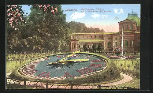 AK Budapest, Margareteninsel, Blumenuhr