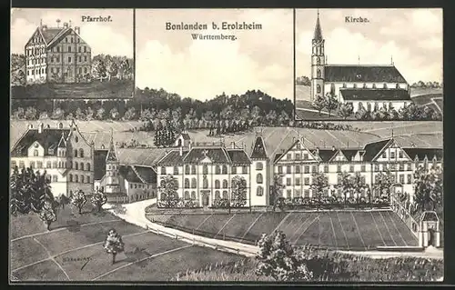 AK Bonlanden bei Erolzheim, Kirche, Pfarrhof, Stadtansicht
