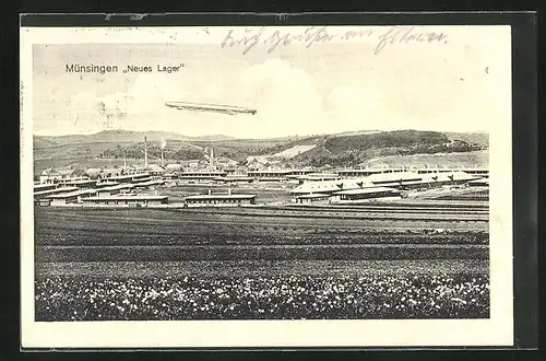AK Münsingen, Zeppelin über dem Neues Lager