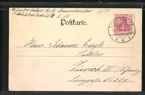 AK Neumünster, Partie in der Ringstrasse mit Litfasssäule