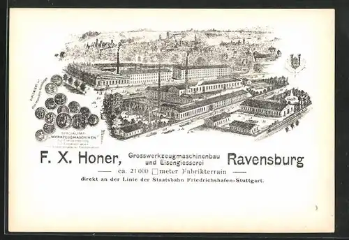 AK Ravensburg, Fabrikanlagen F.X. Honer Grosswerkzeugmaschinenbau und Eisengiesserei, Blechbearbeitungsmaschinen