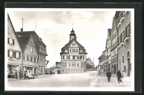 AK Giengen a. d. Brenz, Marktplatz mit Geschäften