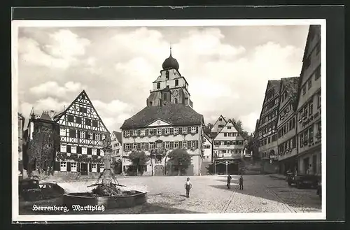 AK Herrenberg, Marktplatz mit Rathaus