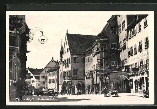 AK Isny i. Allgäu, Strassenpartie mit Rathaus