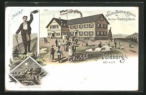 Lithographie Feldberg, Gasthof Feldberghaus von Friedrich Sturm