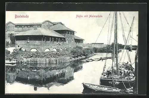 AK Buxtehude, Hafen mit Malerschule