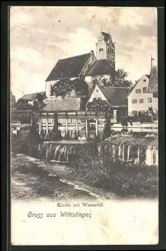 AK Wittislingen, Kirche mit Wasserfall