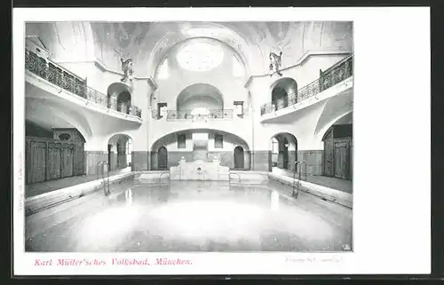 AK München, Karl Müller`sches Volksbad, Frauenschwimmbad