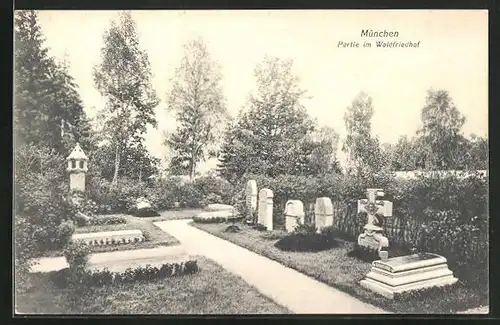 AK München-Hadern, Partie im Waldfriedhof