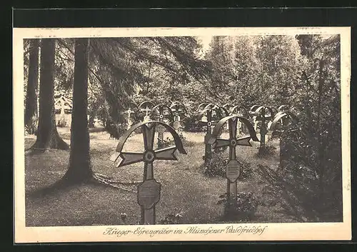 AK München-Hadern, Krieger-Ehrengräber im Münchner Waldfriedhof