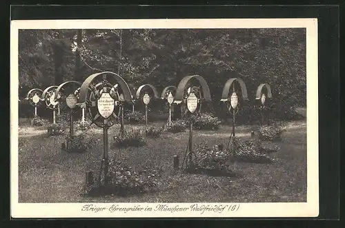 AK München-Hadern, Krieger-Ehrengräber im Münchner Waldfriedhof