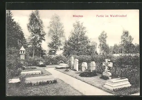 AK München-Hadern, Partie im Waldfriedhof