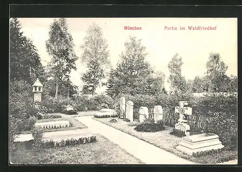 AK München-Hadern, Partie im Waldfriedhof