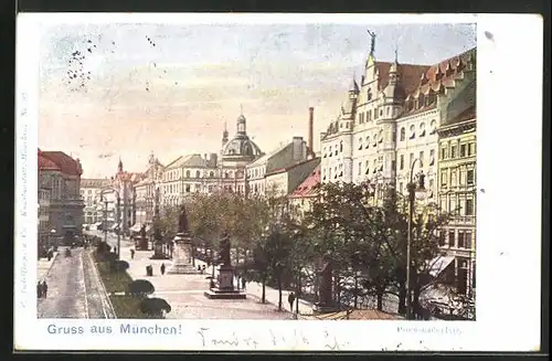 AK München, Statuen auf dem Promenadeplatz