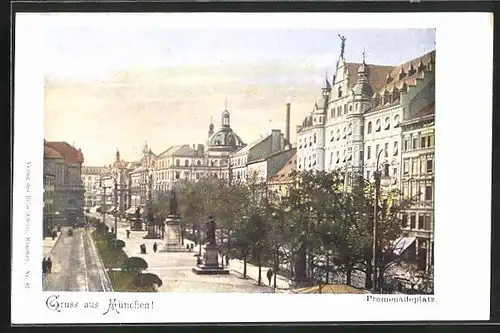 AK München, Statuen auf dem Promenadeplatz