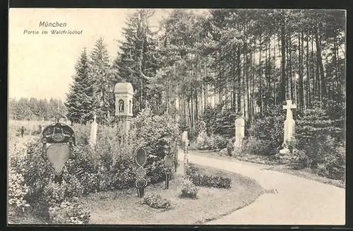 AK München-Hadern, Partie im Waldfriedhof
