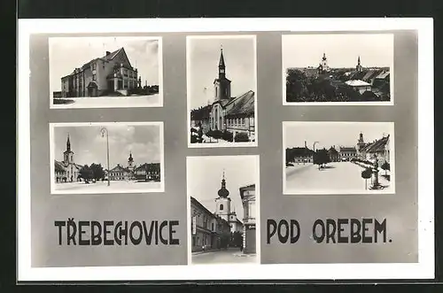 AK Trebechovice Pod Orebem, Hotel, Kirche, Marktplatz