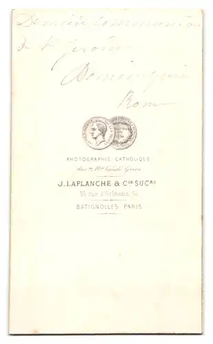 Fotografie J. Laplanche & Cie. Suc., PAris, rue d`Orleans 36, Engel schweben über alten Mann