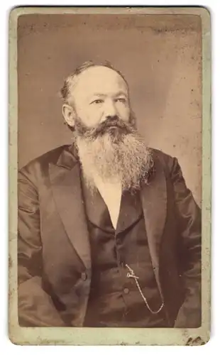 Fotografie S. H. Cross, Edwardsville, Illinois, Portrait älterer Herr im Anzug mit Vollbart